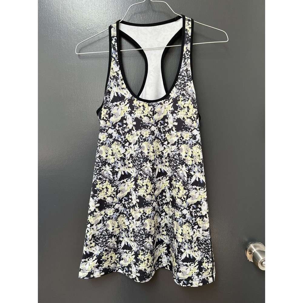 Lululemon Women's Cool Racerback Tank-Top Floral Print Green W Purple Sz 6